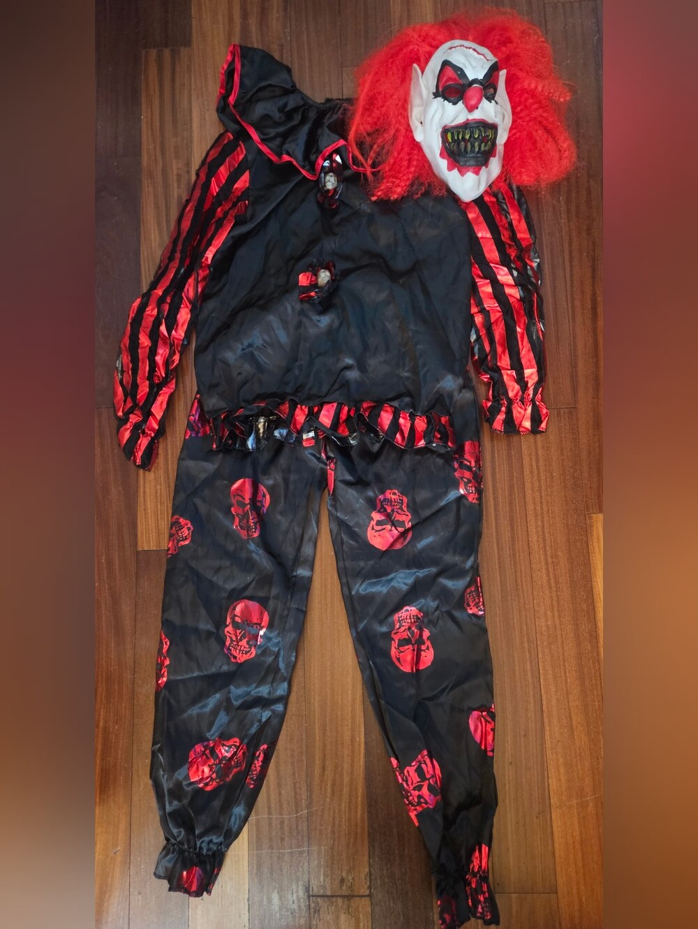 Red & Black Scary Clown Costume for Kids - Includes Mask